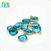 Bead Landing Pendants 12*12mm Square Shape with Obtuse Angle Aquamarine Crystal Pendant and Charms